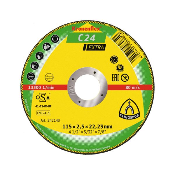 Диск за рязане за камък, бетон 115x2,5 C 24 Extra Kronenflex® / 242143