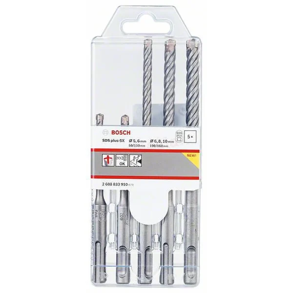 Комплект свредла за перфоратор PRO SDS plus-5X 5/6/6/8/10 mm, 5 бр. / 2608833910
